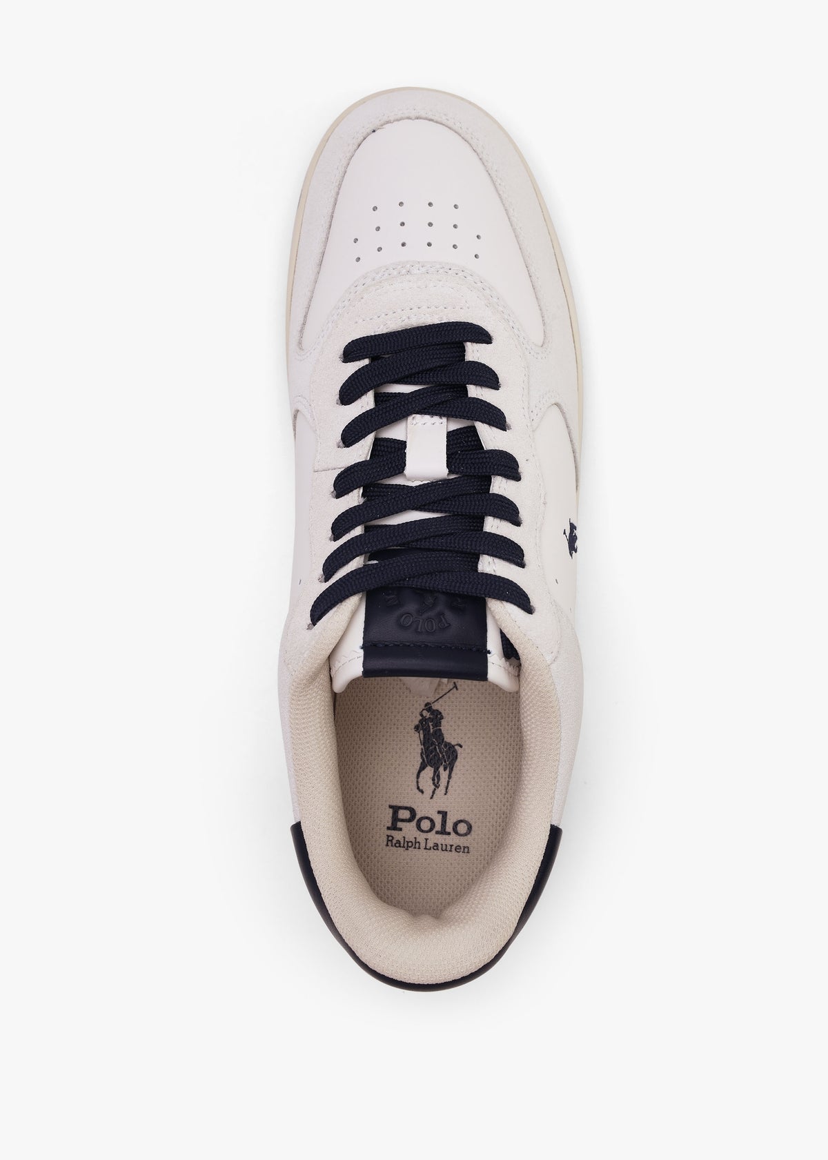 Men’s Master Court White & Navy Leather Trainers