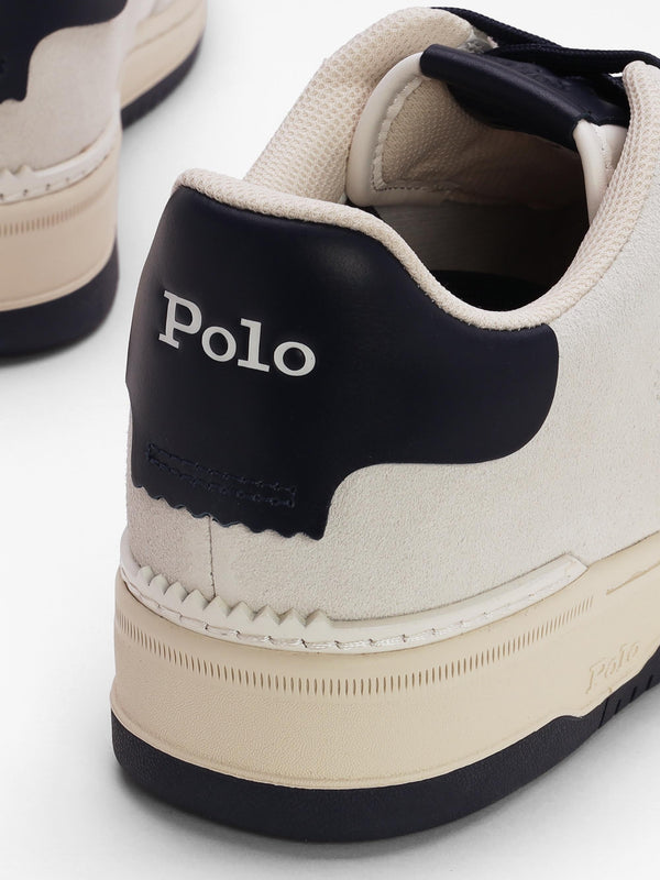 Men’s Master Court White & Navy Leather Trainers