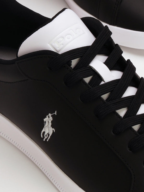 Men’s Heritage Court II Black White Leather Trainers