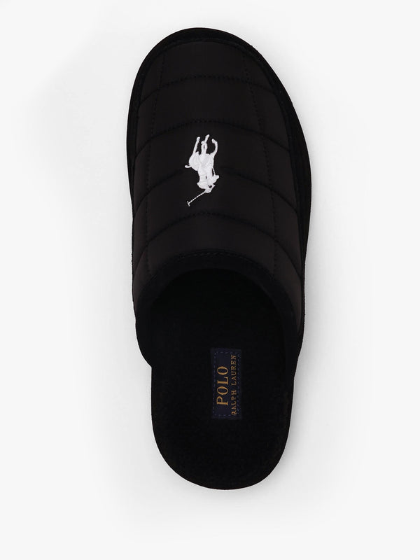Men’s Reade Suede Trim Quilted Black White Scuff Slippers