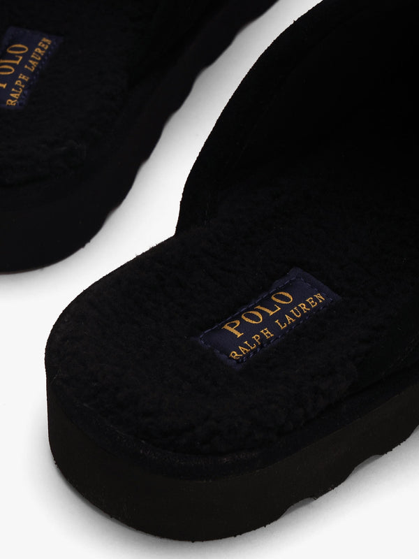 Men’s Reade Suede Trim Quilted Black White Scuff Slippers