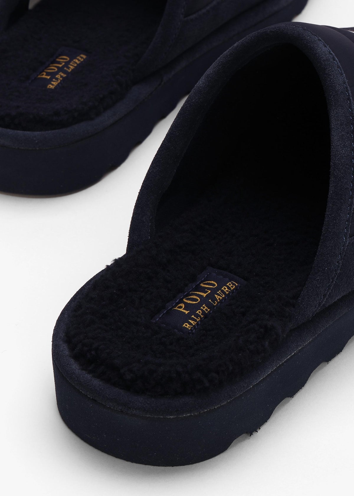 Men’s Reade Suede Trim Quilted Navy White Scuff Slippers