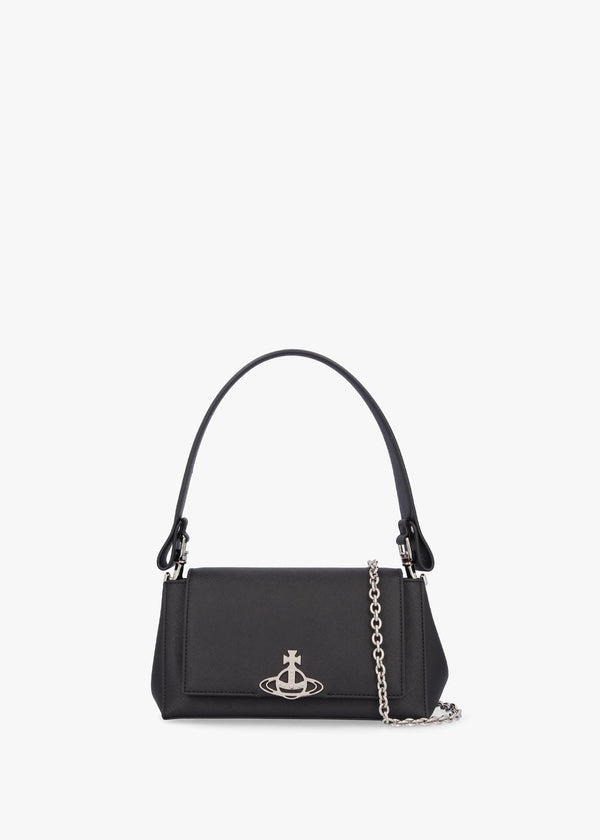 Medium Hazel Black Saffiano Plain Shoulder Bag