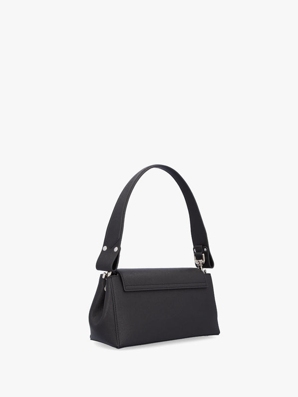 Medium Hazel Black Saffiano Plain Shoulder Bag