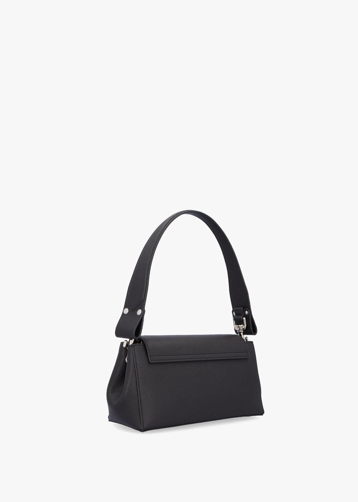 Medium Hazel Black Saffiano Plain Shoulder Bag