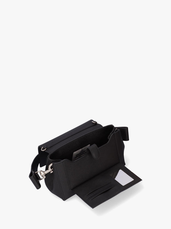 Medium Hazel Black Saffiano Plain Shoulder Bag