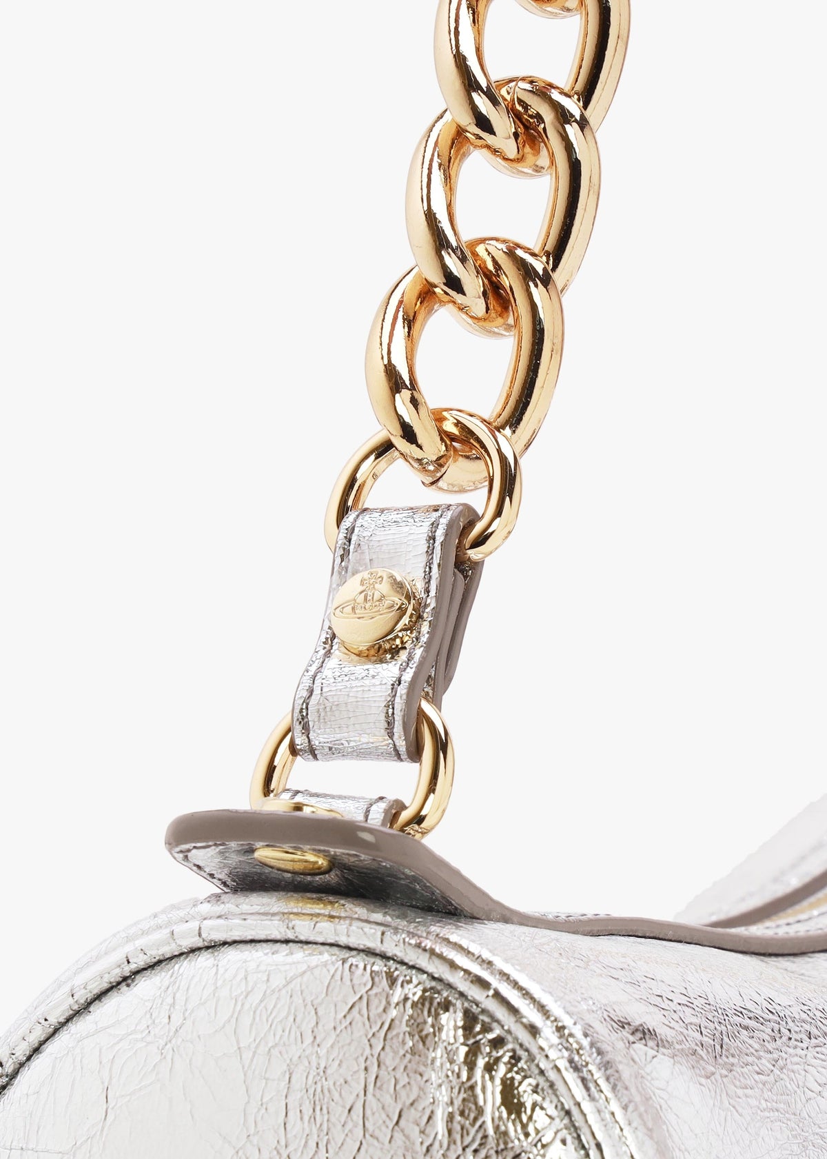 Cindy Cylinder Silver Metallic Crinkle Shoulder Bag