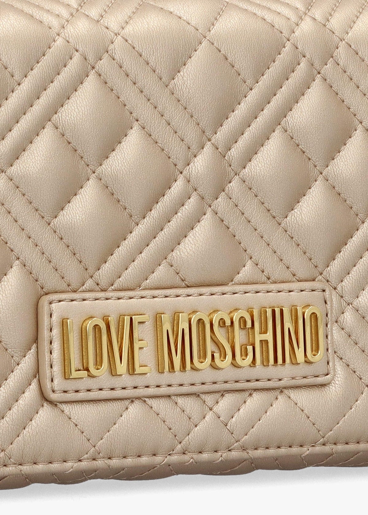 Diamond Quilt Flapover Gold Cross-Body Bag