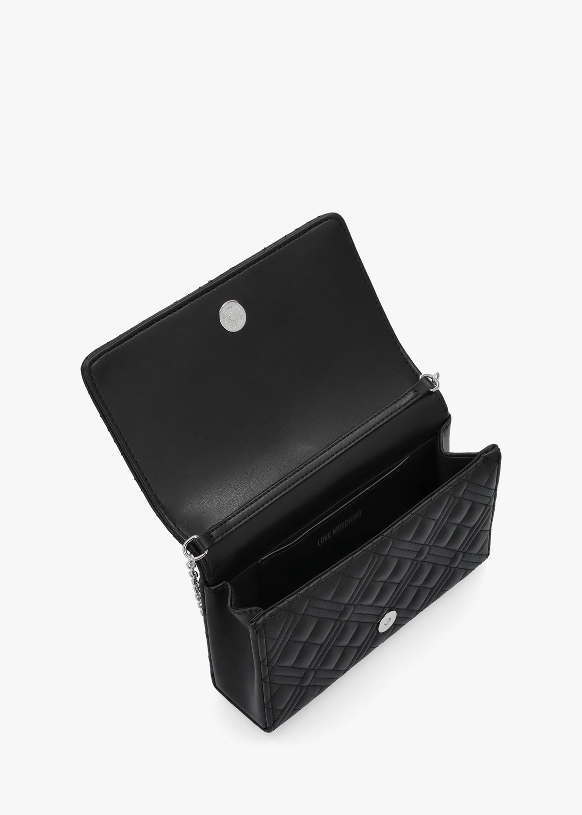 Diamond Quilt Flapover Black Cross-Body Bag