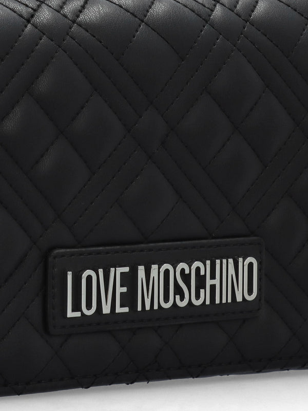 Diamond Quilt Flapover Black Cross-Body Bag