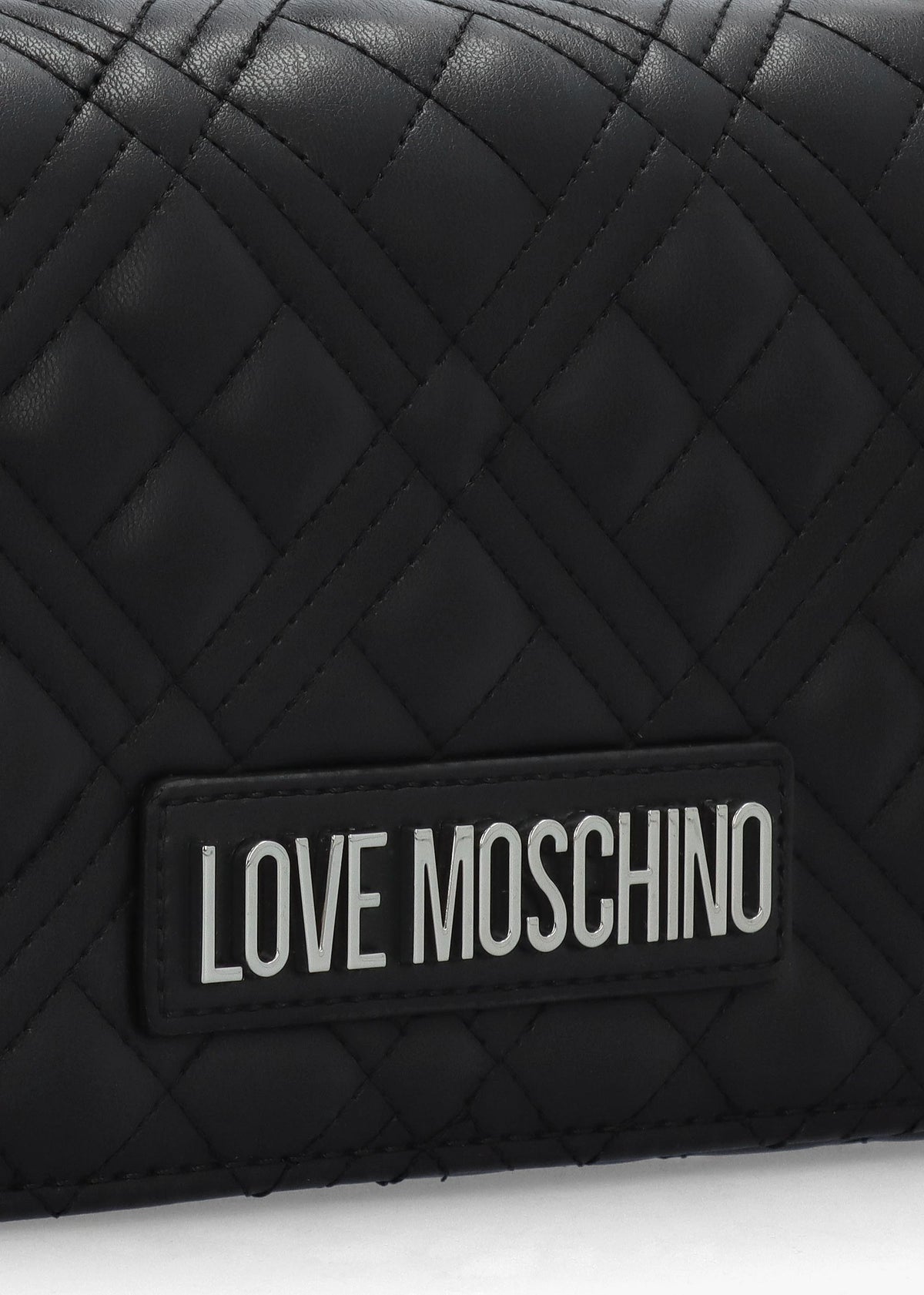 Diamond Quilt Flapover Black Cross-Body Bag