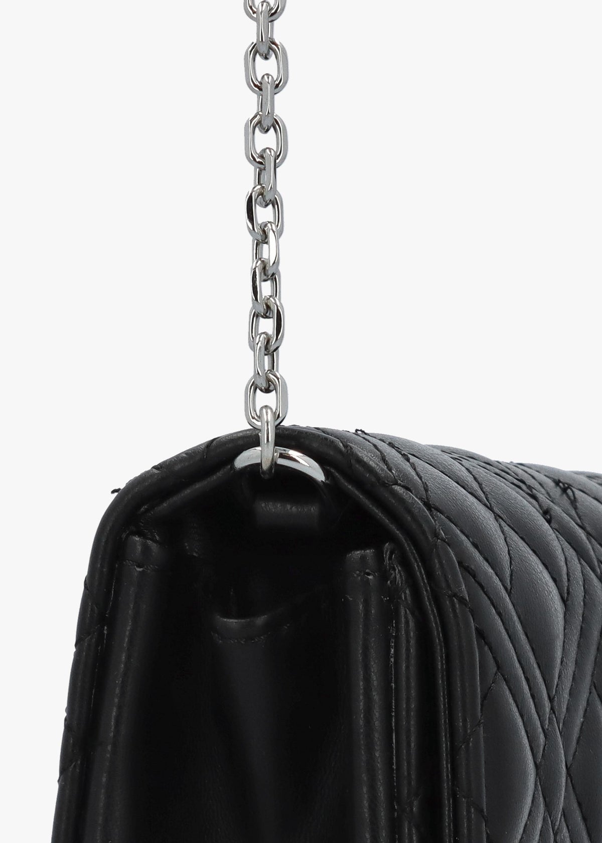Diamond Quilt Flapover Black Cross-Body Bag