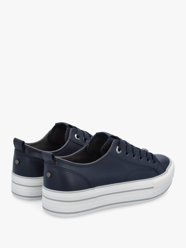 Bagnol Navy Leather Trainers
