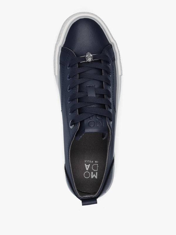 Bagnol Navy Leather Trainers