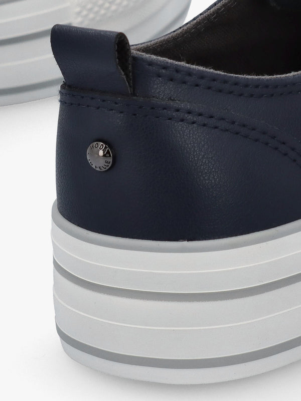 Bagnol Navy Leather Trainers