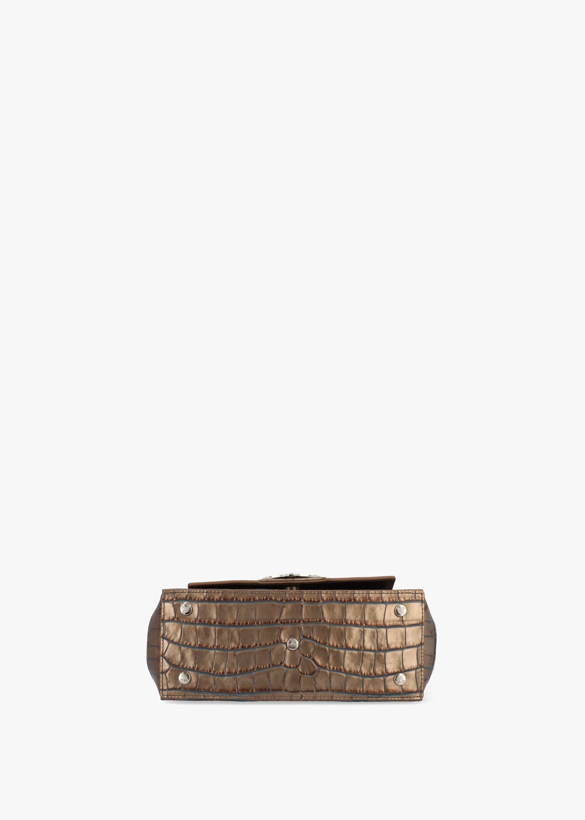 Medium Hazel Brown Embossed Croc Leather Shoulder Bag