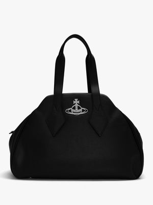Men's Large Yasmine Black PU Grain Tote Bag