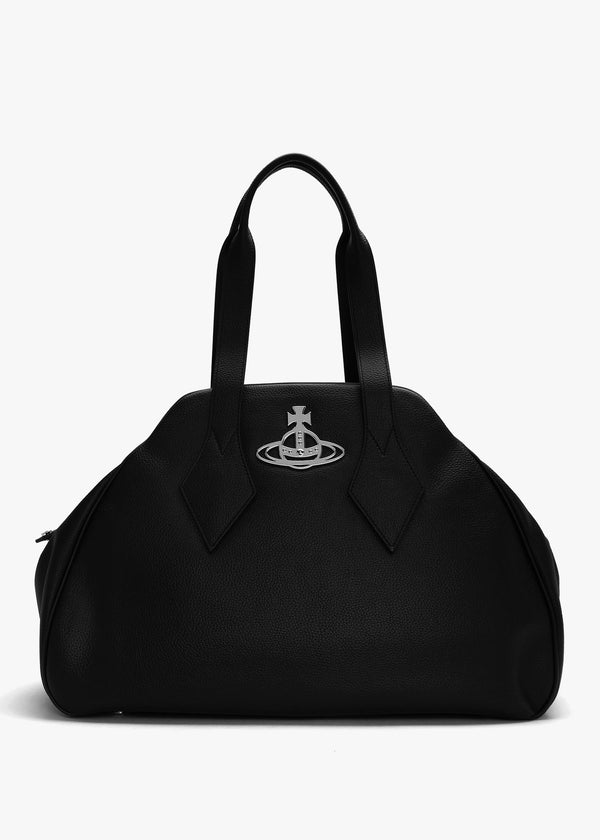 Men's Large Yasmine Black PU Grain Tote Bag