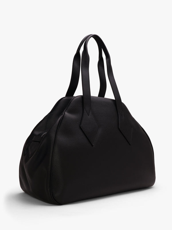 Men's Large Yasmine Black PU Grain Tote Bag