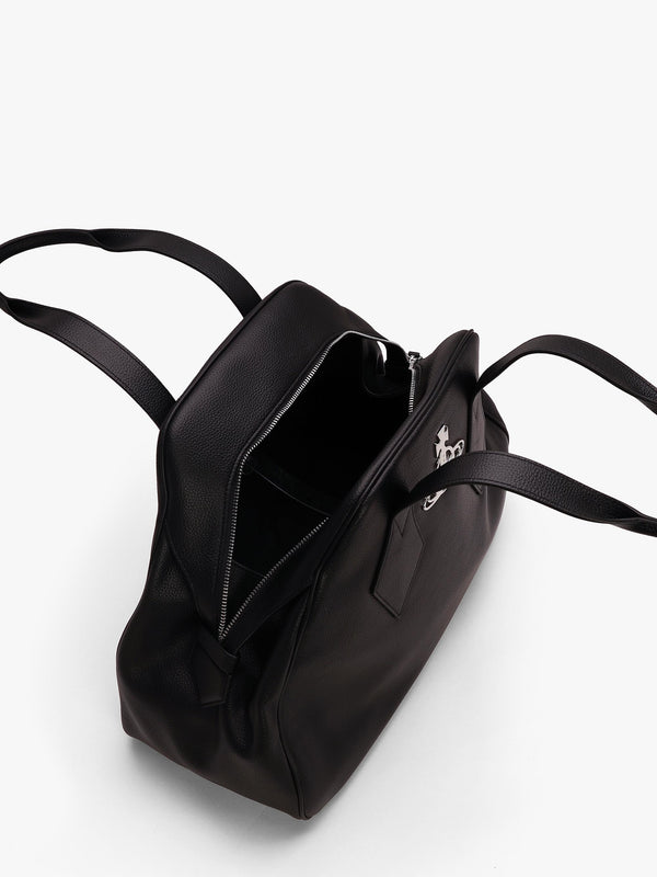 Men's Large Yasmine Black PU Grain Tote Bag