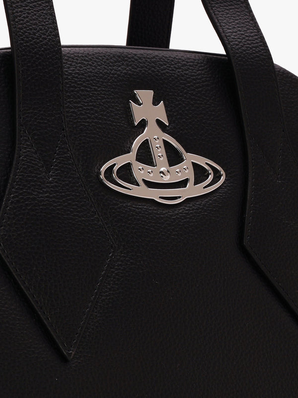 Men's Large Yasmine Black PU Grain Tote Bag