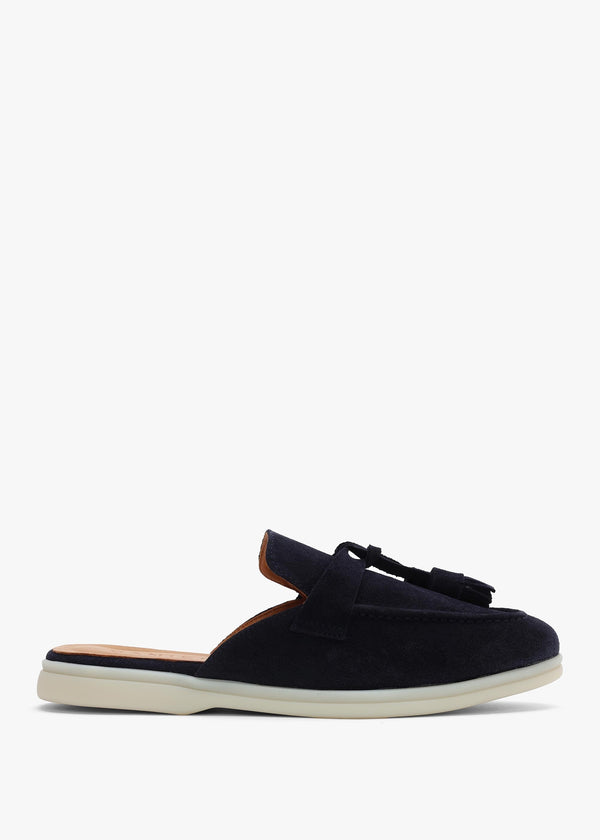 Siani Navy Suede Loafer Mules