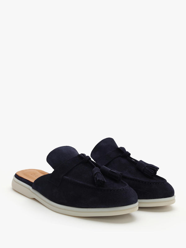Siani Navy Suede Loafer Mules
