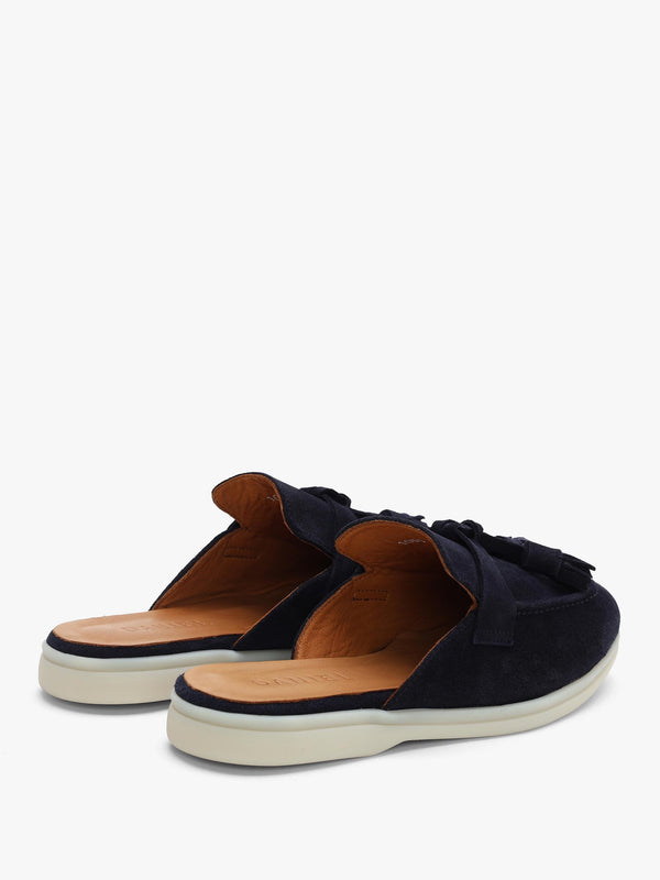 Siani Navy Suede Loafer Mules