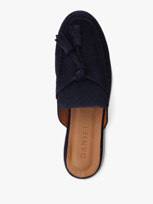 Siani Navy Suede Loafer Mules
