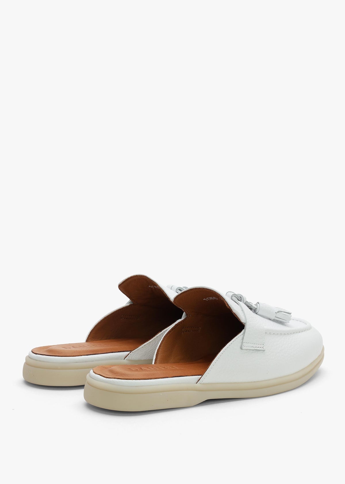 Siani White Leather Loafer Mules
