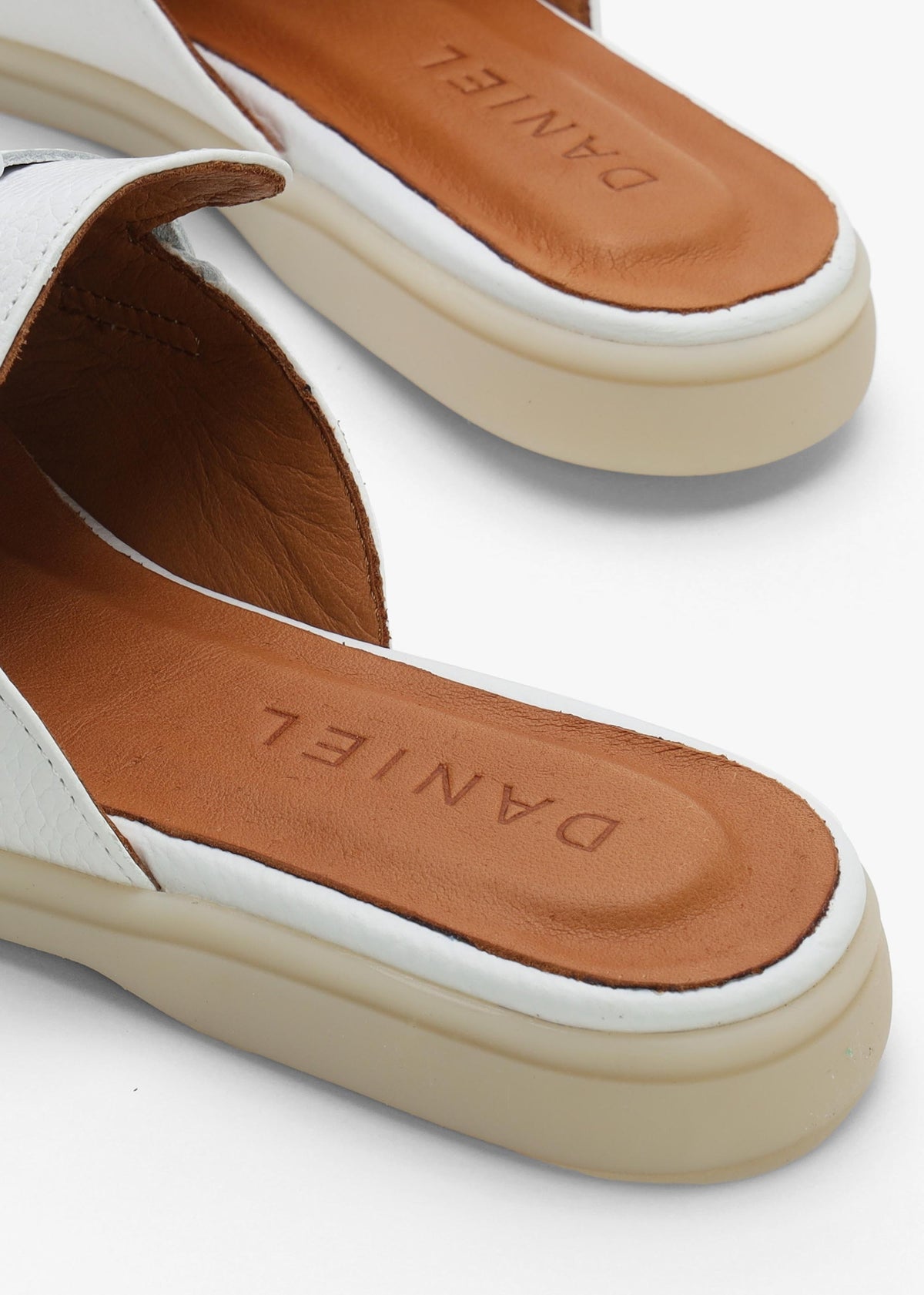 Siani White Leather Loafer Mules
