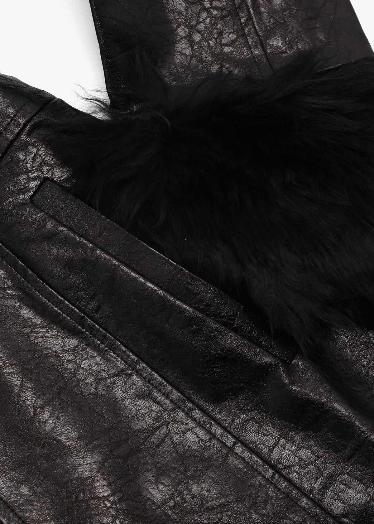 Pamela Black Shearling Trim Longline Coat
