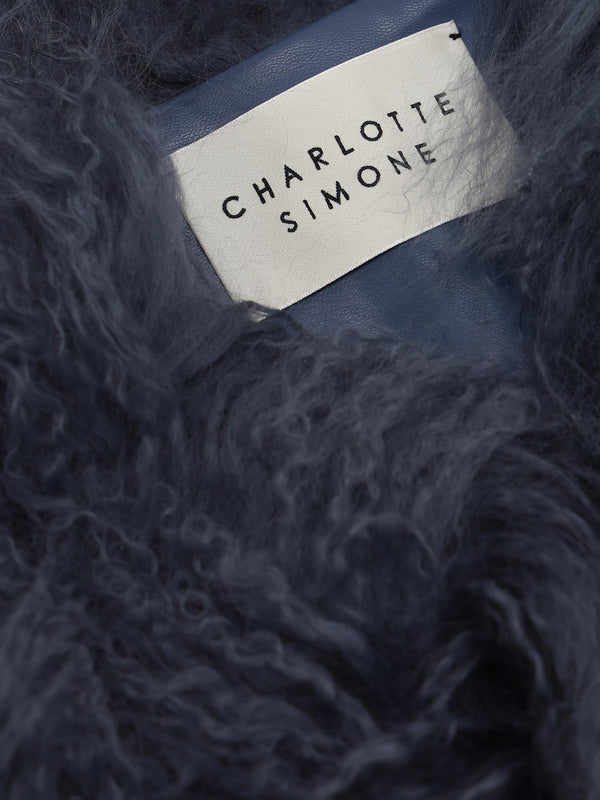 Minnie Blue Mongolian Lambswool Cropped Jacket