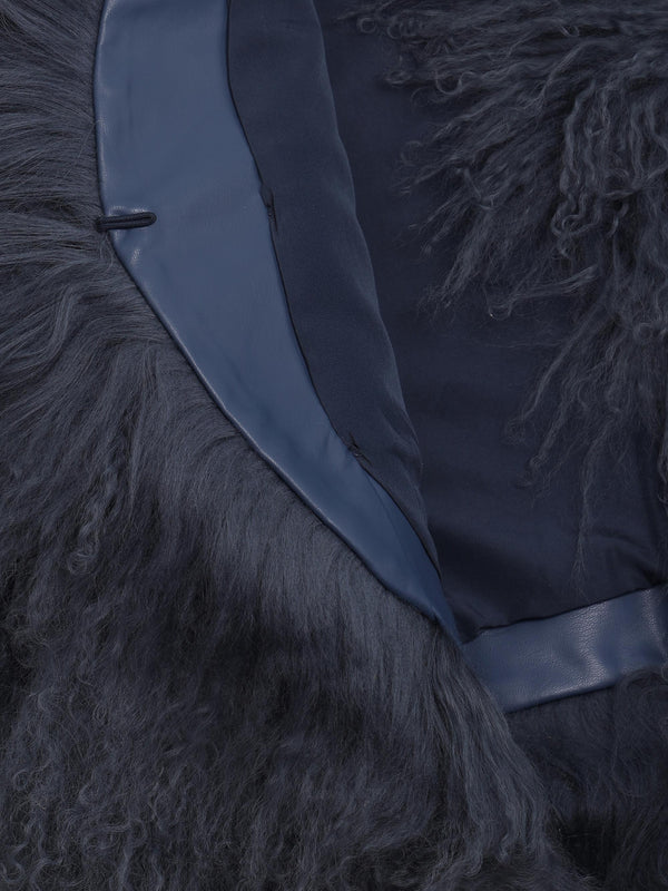 Minnie Blue Mongolian Lambswool Cropped Jacket