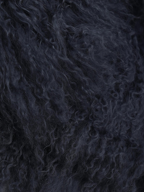 Minnie Blue Mongolian Lambswool Cropped Jacket
