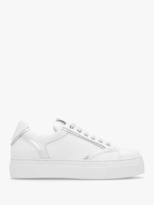 Jaggy White Leather Flatform Trainers