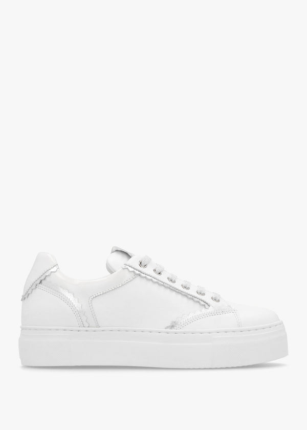 Jaggy White Leather Flatform Trainers