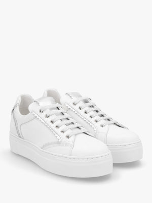 Jaggy White Leather Flatform Trainers