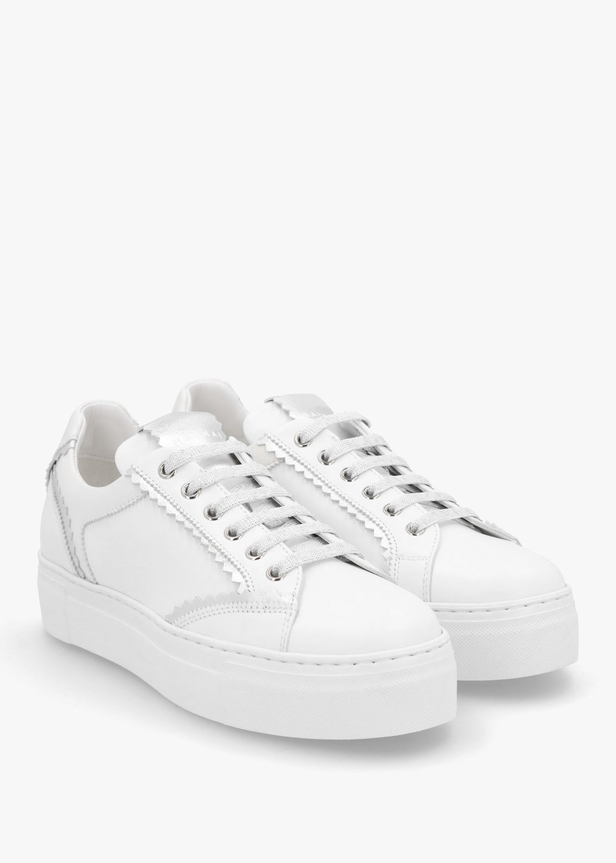 Jaggy White Leather Flatform Trainers