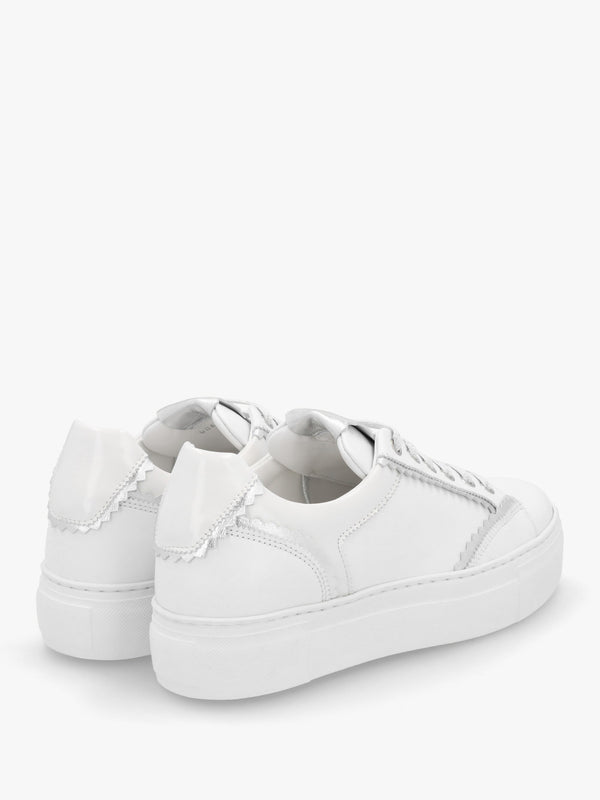Jaggy White Leather Flatform Trainers