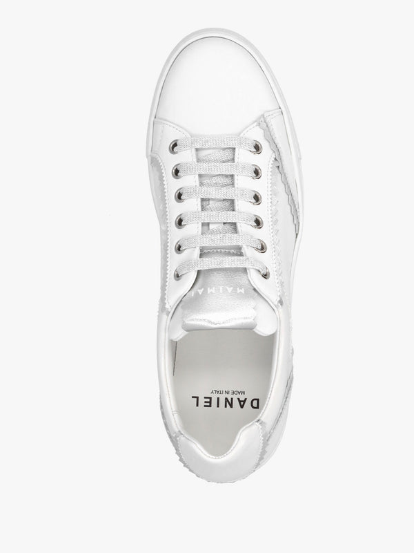 Jaggy White Leather Flatform Trainers