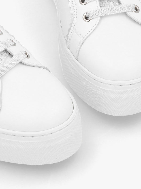 Jaggy White Leather Flatform Trainers