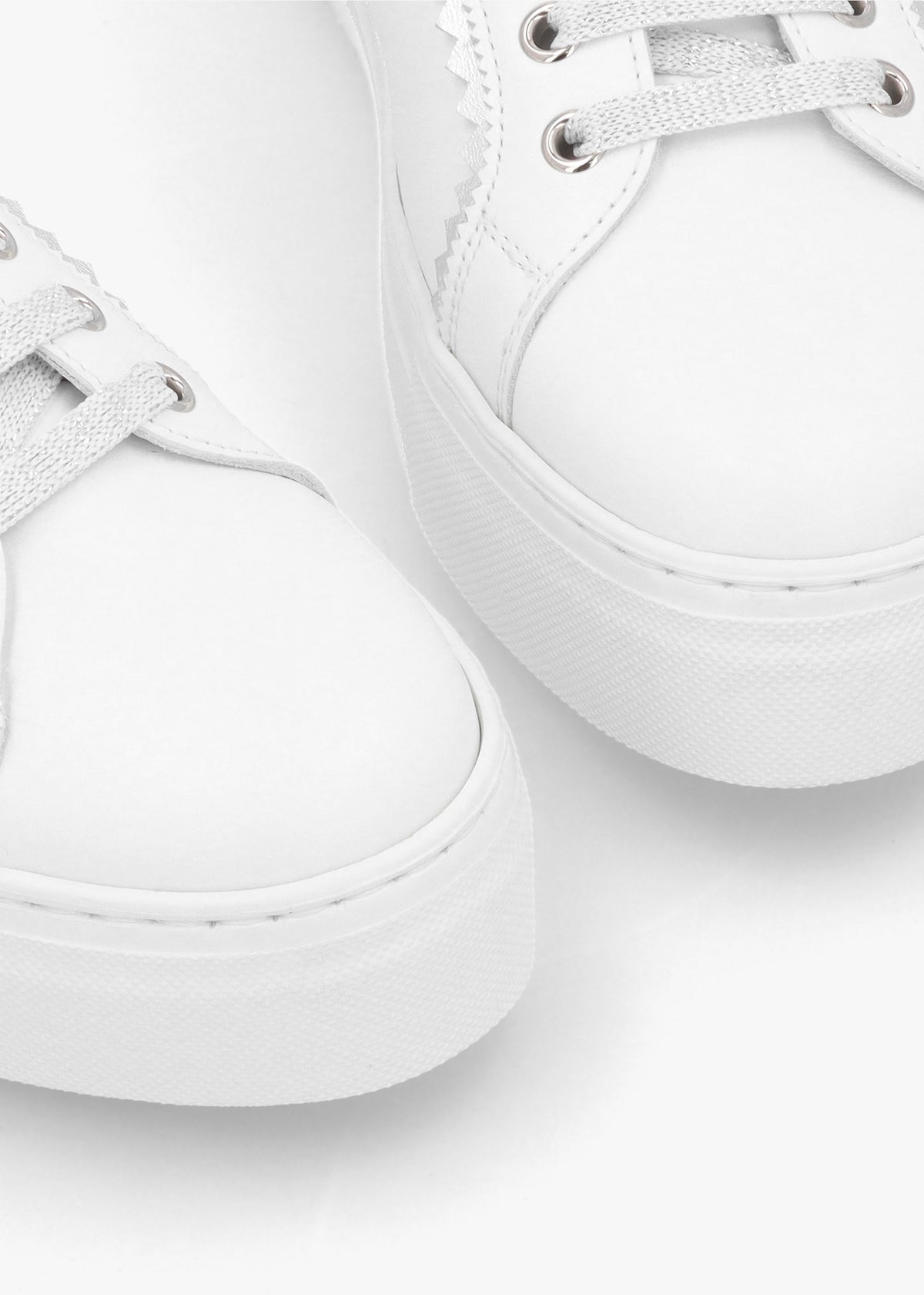 Jaggy White Leather Flatform Trainers