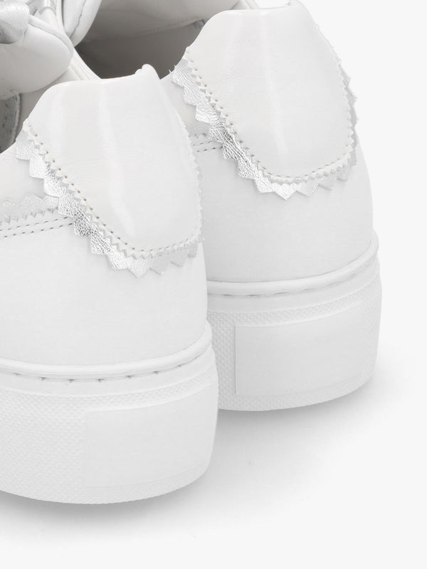 Jaggy White Leather Flatform Trainers