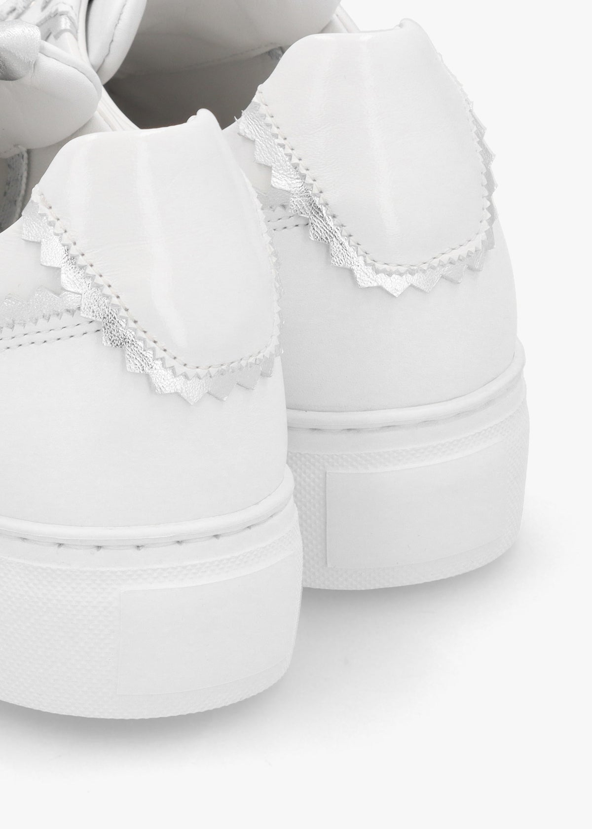 Jaggy White Leather Flatform Trainers
