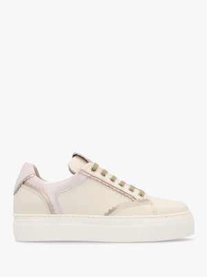 Jaggy Cream Leather Flatform Trainers