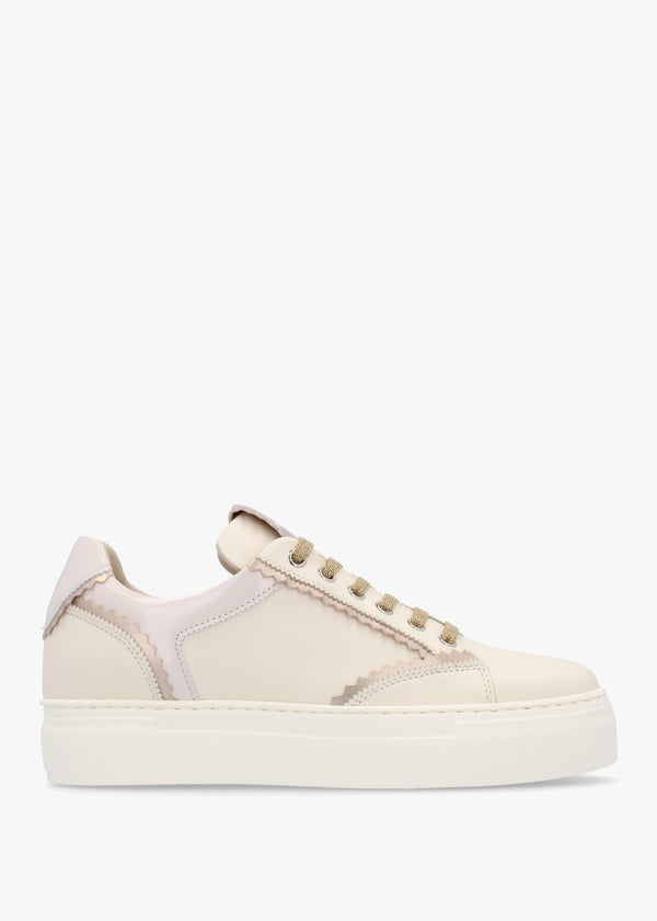Jaggy Cream Leather Flatform Trainers