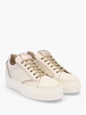 Jaggy Cream Leather Flatform Trainers
