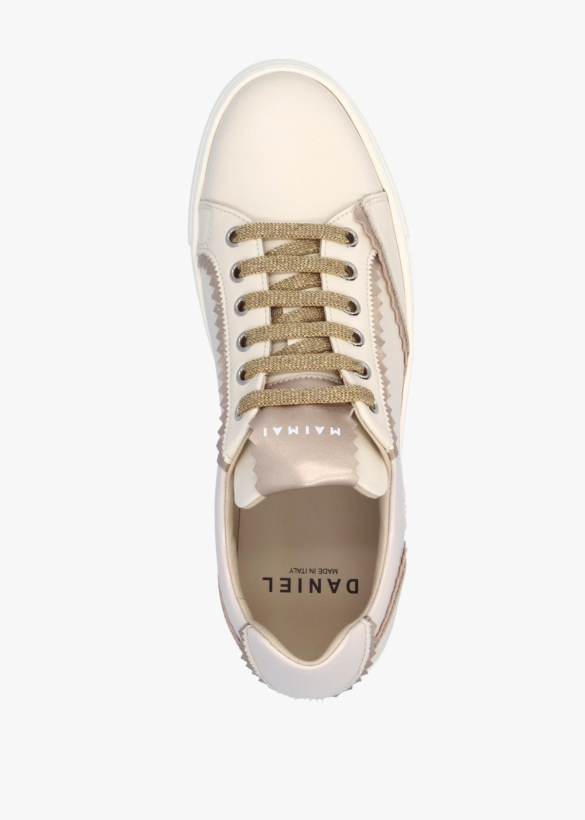 Jaggy Cream Leather Flatform Trainers