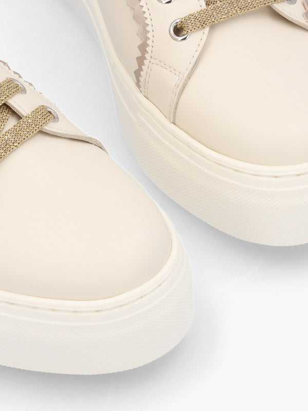 Jaggy Cream Leather Flatform Trainers